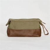 Canvas Toiletry Bag - Olive Green - Natural