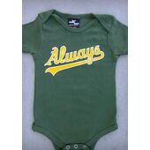 ALWAYS (OAKLAND ATHLETICS) – BABY OLIVE GREEN ONEPIECE & T-SHIRT