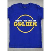 I'M NOT JUST GOOD, I'M GOLDEN (GOLDEN STATE WARRIORS) – YOUTH BOY COBALT BLUE T-SHIRT