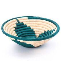 African Baskets - Teal and White Leaf Trio Exact