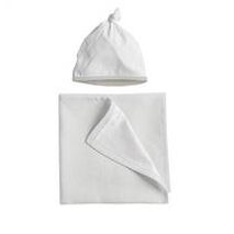 Organic Baby Blanket and Hat Set - Pale Fog