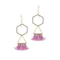 Geometric Tassel Earrings - Lilac