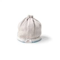 Hand Knit Baby Hat - Taupe Light Blue