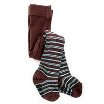 Organic Baby Tights - Turquoise and Chocolate - 12-24M