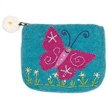 Hand Felted Coin Purse - Magical Butterfly Zippered Pouch