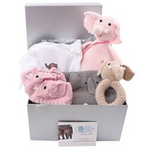 Premade - Basket - Baby - Elephant - Deluxe - Pink 0-3m