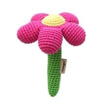 Organic Toy Flower Rattle - Magenta