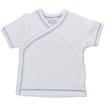 Organic Side Snap Shirt - Blue Stitching - 0-3m