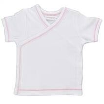 Organic Side Snap Shirt - Pink Stitching - 0-3m