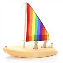 Wooden Toy Sailboat - Made in USA Rainbow Sail Boat