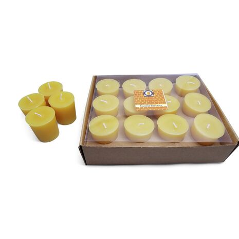Natural Honey Scented 100% Beeswax Votives Candles 12 Piece