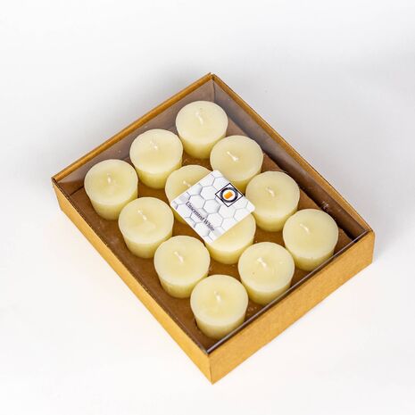 White Unscented 100% Beeswax Votives Candles 12 Piece
