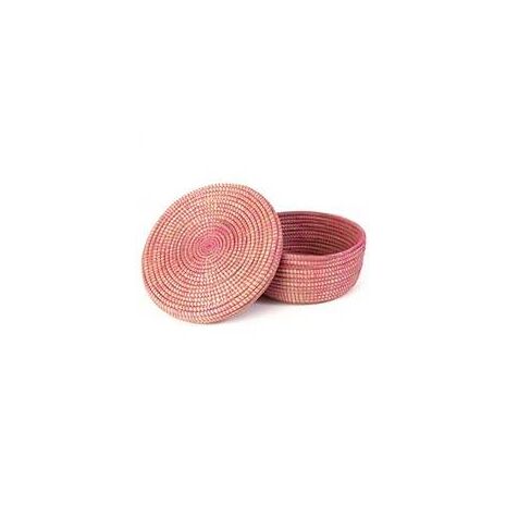 Lidded African Storage Basket - Pink