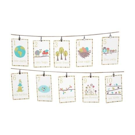 Eco Friendly Nursery Art - Set of 10 Counting Cards