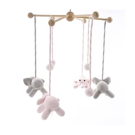 Elephant Crib Mobile - Pink & Grey