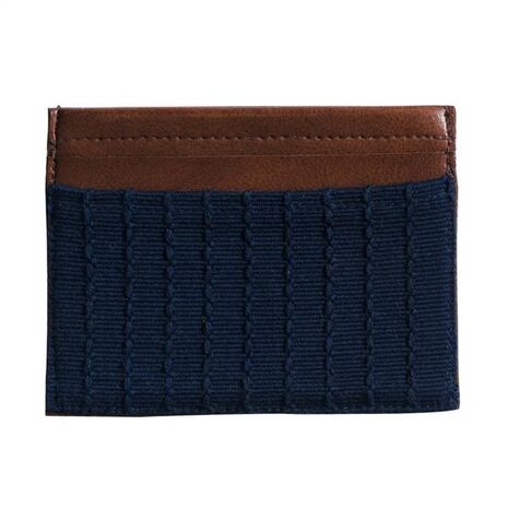Credit Card Holder - Unisex Navy (Brocade & Leather)