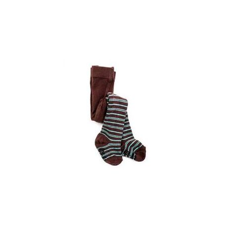 Organic Baby Tights - Turquoise and Chocolate - 2-4y