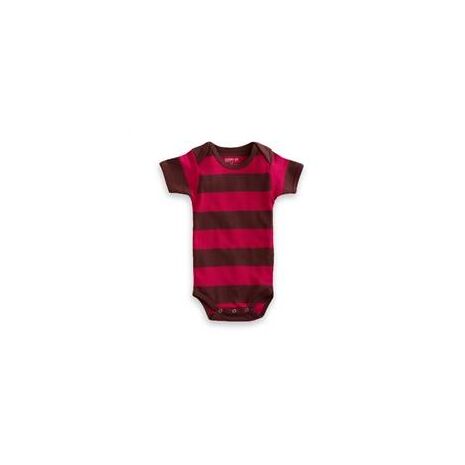 Organic Babybody - Pink/Chocolate Stripe - 0-3 Months