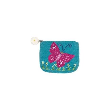 Hand Felted Coin Purse - Magical Butterfly Zippered Pouch