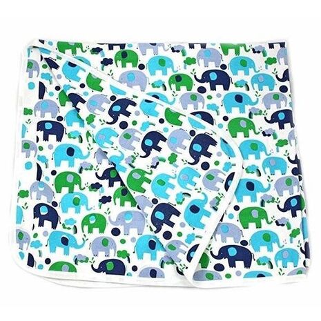 Elephant Baby Blanket - Organic Blue