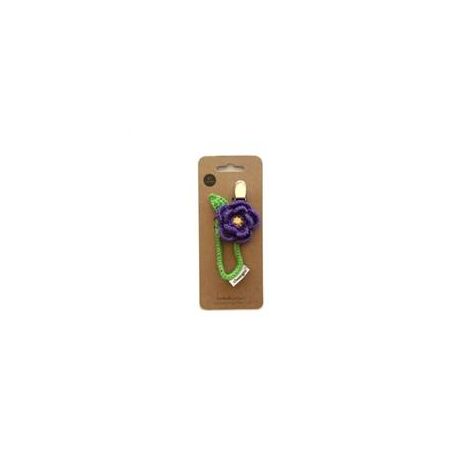 Hand Knit Pacifier Clip - Purple Dahlia