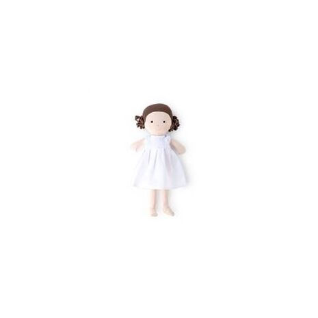 Organic Doll with Brown Hair - Louise, White Dress