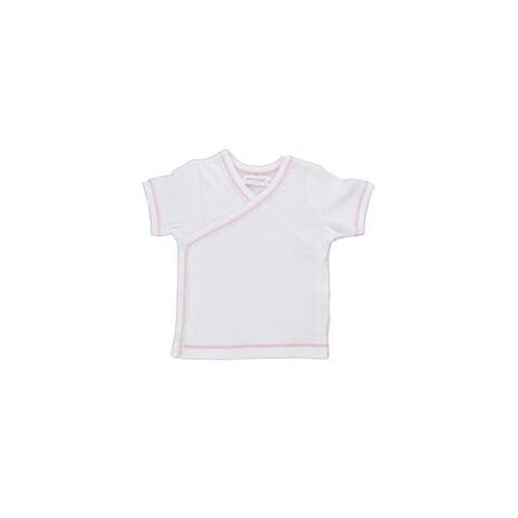 Organic Side Snap Shirt - Pink Stitching - 3-6m