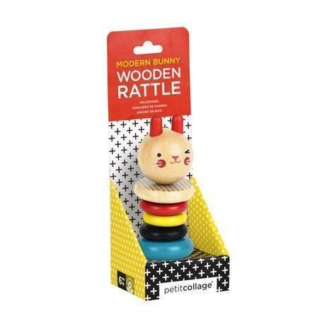 Wooden Baby Rattle - Modern Bunny
