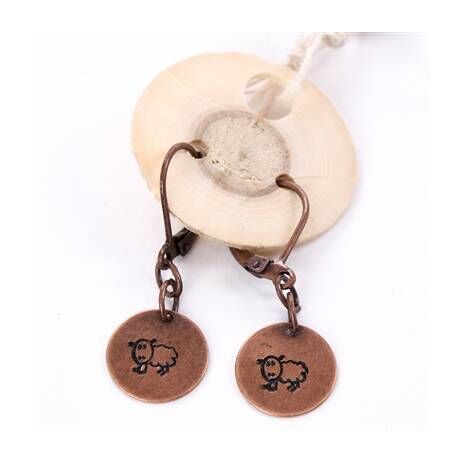 Copper Stamped Sheep Earrings