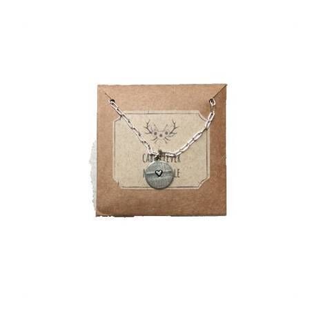 Silver Stamped Heart Necklace