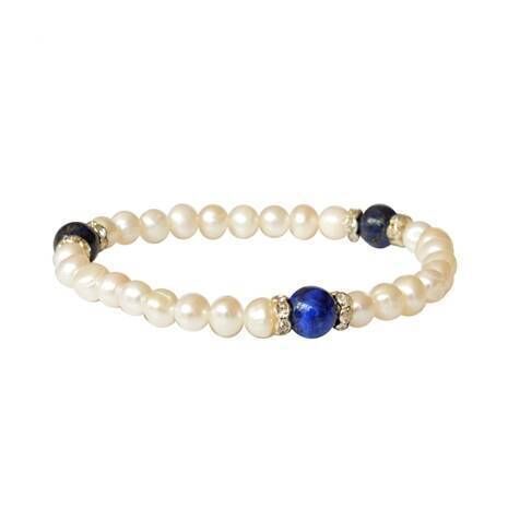 Freshwater Pearl Bracelet with Blue Lapis