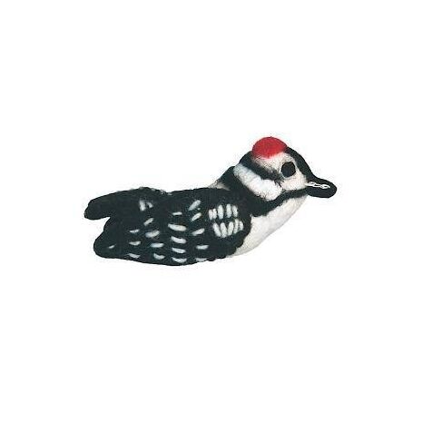 Fair Trade Ornament - Felted Bird Decoration - Downy Woodpecker