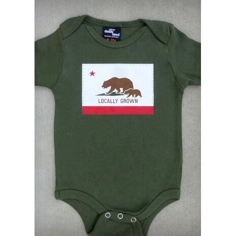 LOCALLY GROWN – CALIFORNIA BABY BOY CHARCOAL GRAY & OLIVE GREEN ONEPIECE & T-SHIRT