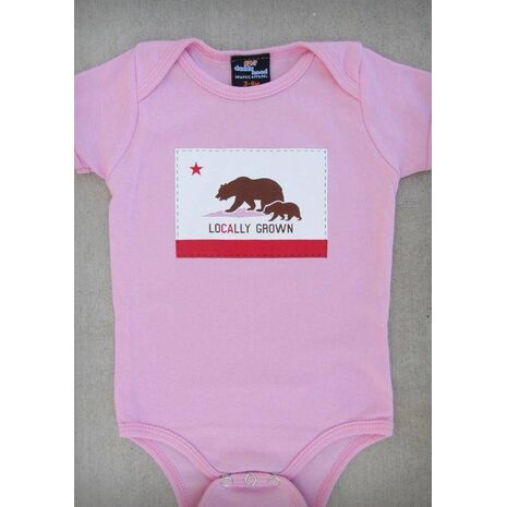 LOCALLY GROWN – CALIFORNIA BABY GIRL PINK & CHARCOAL GRAY & OLIVE GREEN ONEPIECE & T-SHIRT