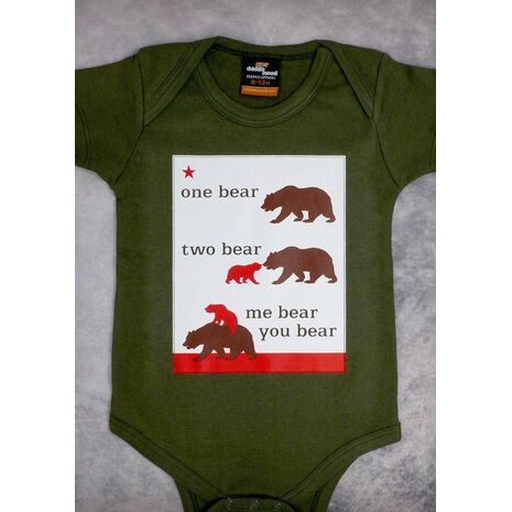 ONE BEAR TWO BEAR – CALIFORNIA BABY OLIVE GREEN ONEPIECE & T-SHIRT