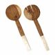 Olive Wood Salad Servers With White Handles